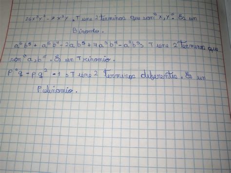 Determina Cuantos T Rminos Tiene Cada Polinomio Luego Establece Si Es