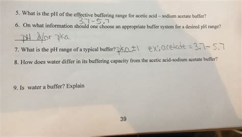 Solved What Is The Ph Of The Effective Buffering Range Chegg