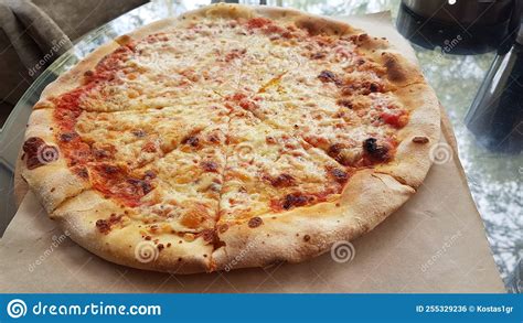 Pizza Baked Top View on the Table Stock Photo - Image of basil, olive: 255329236