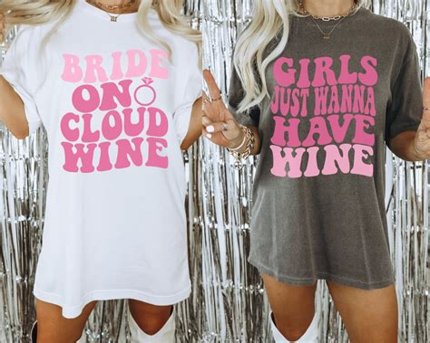 Wine Bachelorette Shirts Retro Wine Shirts Bride On Cloud Wine