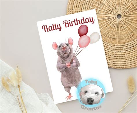 Ratty Birthday Card Funny Rat Card Rat Greeting Card Rat Etsy