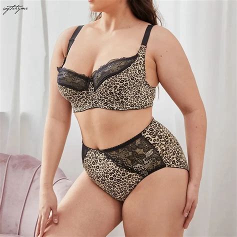 Softrhyme Sexy Leopard Lingerie Set For Women Full Cup Minimizer Bras