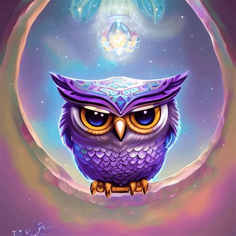 Mystical Owl With Gems Graphic · Creative Fabrica