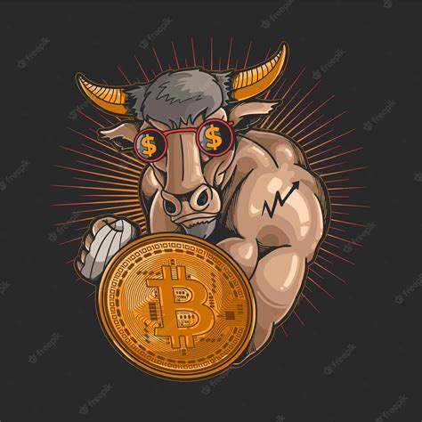 Premium Vector | Crypto mining bull trading symbol illustration