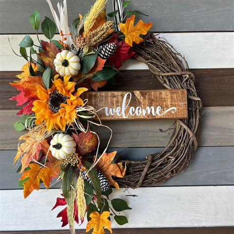 Fall Wreath, Sunflower Wreath, Rustic Fall Wreath, Autumn Wreath ...