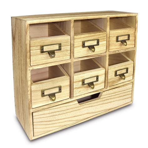 Ikee Design® Natural Wood Color Wood Desktop Organizer Drawer Set