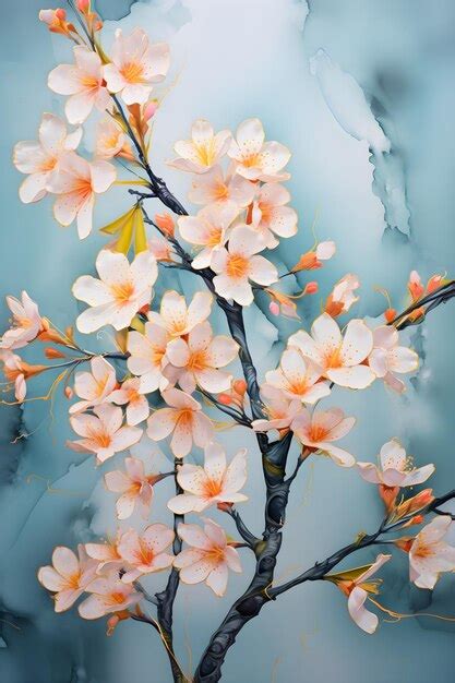 Premium AI Image | a painting of pink flowers on a tree branch Watercolor Painting of a Peach ...