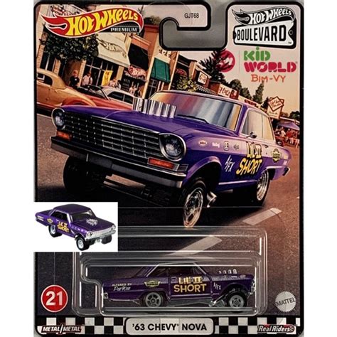 Xe mô hình Hot Wheels Premium Boulevard Series 63 Chevy Nova GRL99