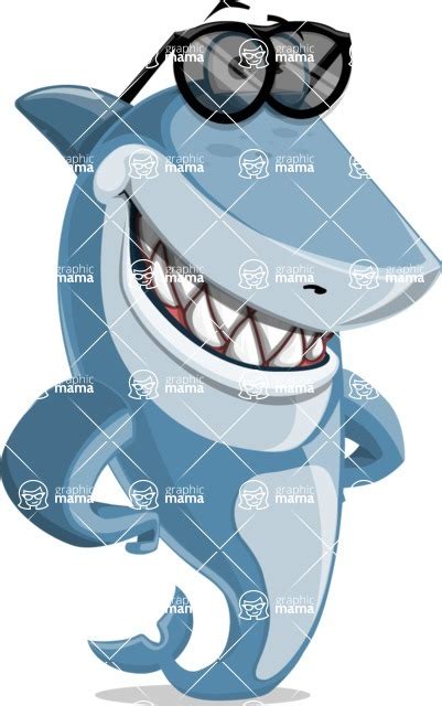 Shark Cartoon Vector Character Wearing Sunglasses GraphicMama