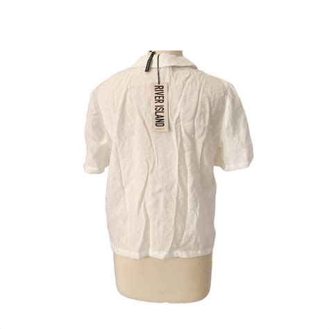 River Island White Linen Short Sleeves Collared Shirt Brand New