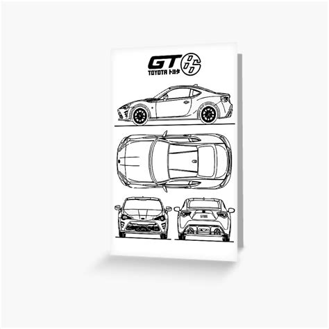 Gt86 Blueprint Toyota 86 Scion Frs Subaru Brz White Greeting