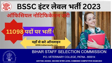 Bihar Ssc Inter Level Vacancy New Recruitment For You