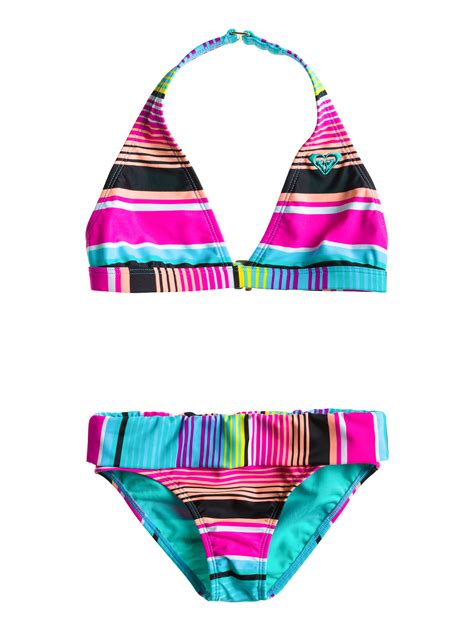 ROXY 70s Halter Set Bikini Bunt Gestreift 2014 Das Wolkenboot