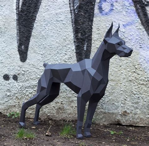 Papercraft 3D DOBERMAN NEW Real Size Pepakura Pdf Template Low Etsy