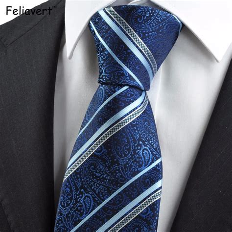 Mens Necktie Fashion Classic Design Blue Ties Striped Paisley Floral