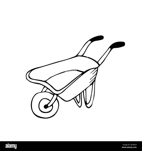 Doodle Wheelbarrow Icon In Vector Hand Drawn Wheelbarrow Icon In