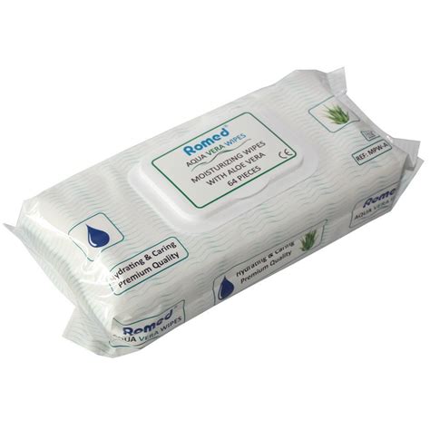 Romed moist patient wipes with aloe vera (Pack of 64)