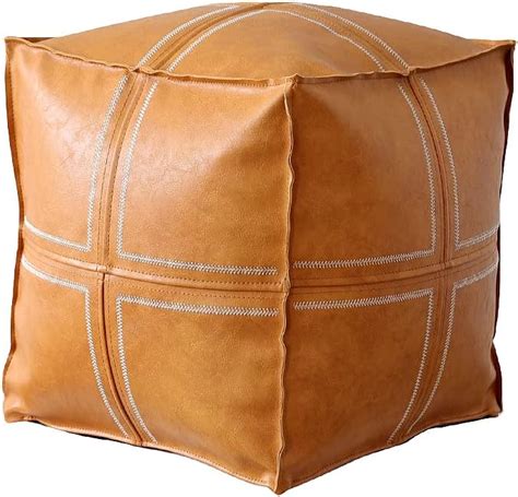 Amazon RISEON Unstuffed Boho Handmade Faux Leather Moroccan Pouf