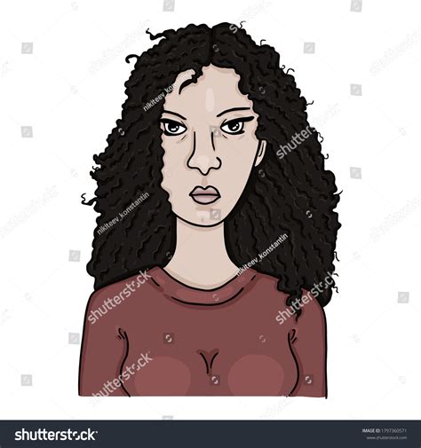 Vector Cartoon Avatar Woman Black Curly Stock Vector Royalty Free 1797360571 Shutterstock