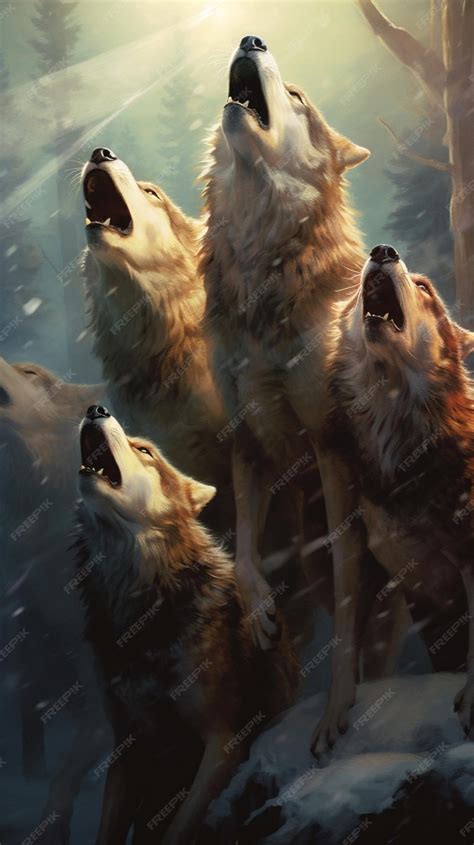 Premium Photo | The wolf howling at the moon