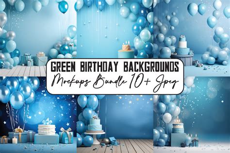 Birthday Green Backgrounds Mockup Bundle Graphic By Fly Mockup Store