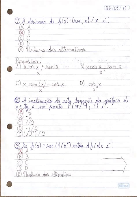 Exercícios Resolvidos Cálculo 1 Derivadas De Funções