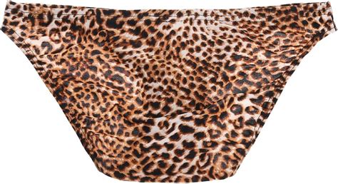 dPois Homme Slips Imprimé Léopard Taille Basse sous Vêtement Lingerie Slip de Bain Bas de Bikini