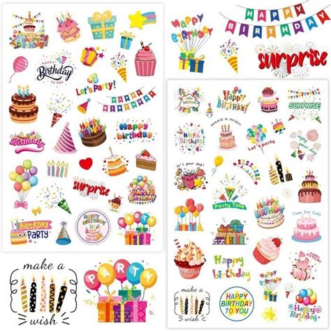 Gommette Anniversaire 6 Pièces 165 Stickers Joyeux Anniversaire Lot