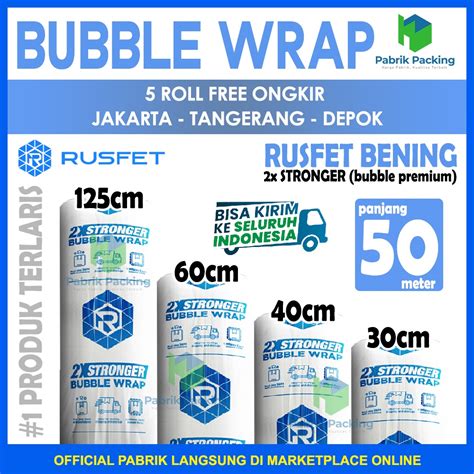 Jual Plastik Bubble Wrap 50Meter RUSFET Bubblewrap Buble Packing Babel