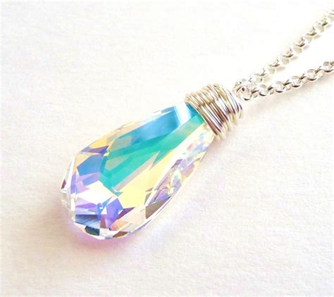 Swarovski Crystal Necklace Aurora Borealis Swarovski By JBMDesigns