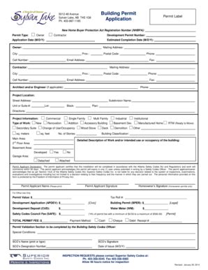 Fillable Online Sylvanlake Building Permit Application Town Of Sylvan