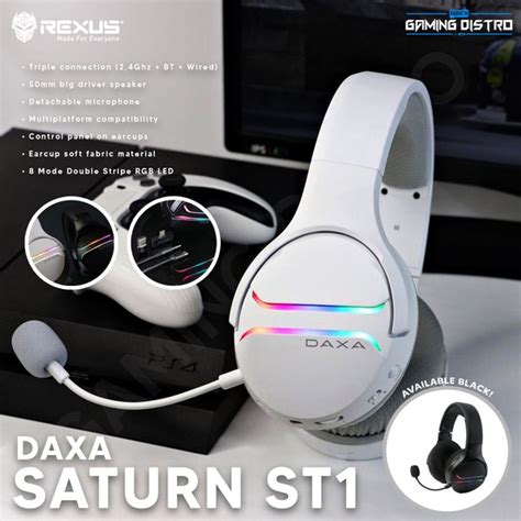 Jual Headset Gaming Rexus Daxa Saturn ST1 Wireless 3 Mode RGB