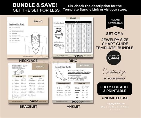 Editable Anklet Size Chart Template Canva Printable Ankle Bracelet