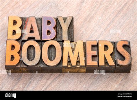 Baby Boomers Word Abstract In Vintage Letterpress Wood Type Stock Photo