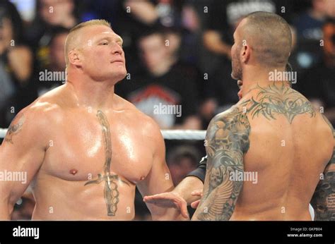 New York Usa St August Brock Lesnar Battles Randy Orton At