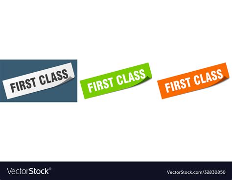 First Class Paper Peeler Sign Set Royalty Free Vector Image