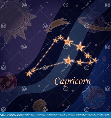 Doodle Constellation Of The Capricorn Symbol Of The Zodiac Signs Vector