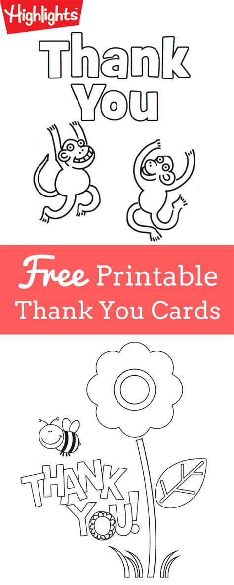 Printable Thank You Cards Highlights For Children Thank You Cards