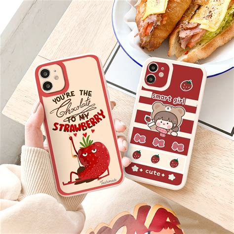 Ốp iphone hot trend vuông cạnh ốp lưng iphone Dâu tây cute splus plus plus xr xs