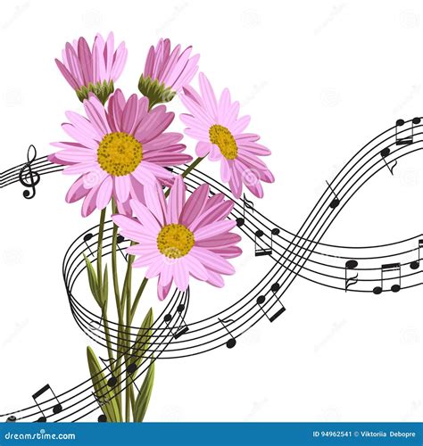 Music Notes With Flowers