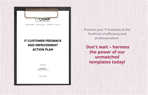 It Customer Feedback And Improvement Action Plan Template In Word Pdf