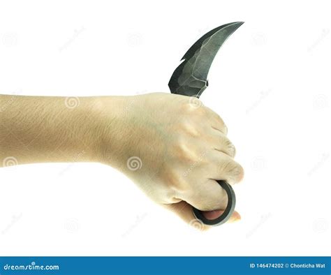 Karambit Knife in Lady Hand Tactical Fighter on White Background Stock Photo - Image of ...