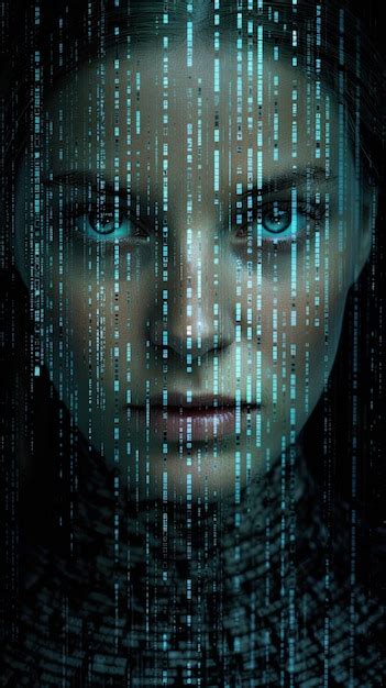 Premium Photo Womans Face Made Of Computer Binary Code