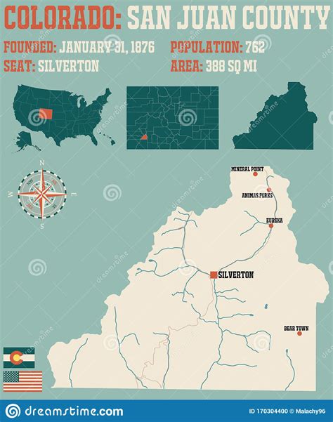 Map of San Juan County in Colorado Stock Vector - Illustration of city ...