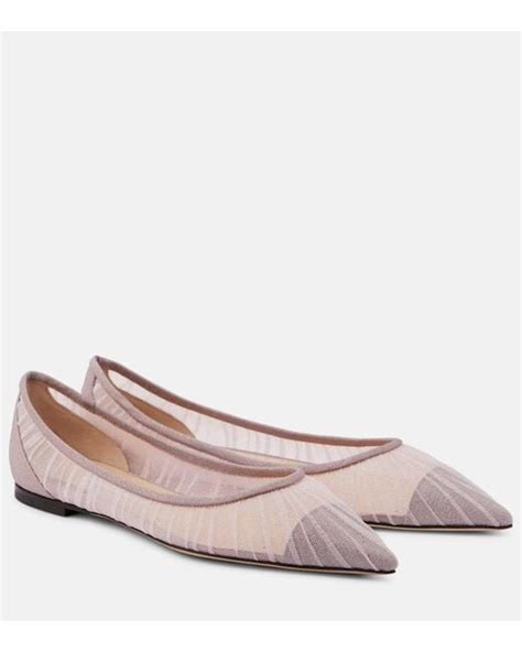 Jimmy Choo Love Flat Embellished Ballet Flats In Pink Lyst