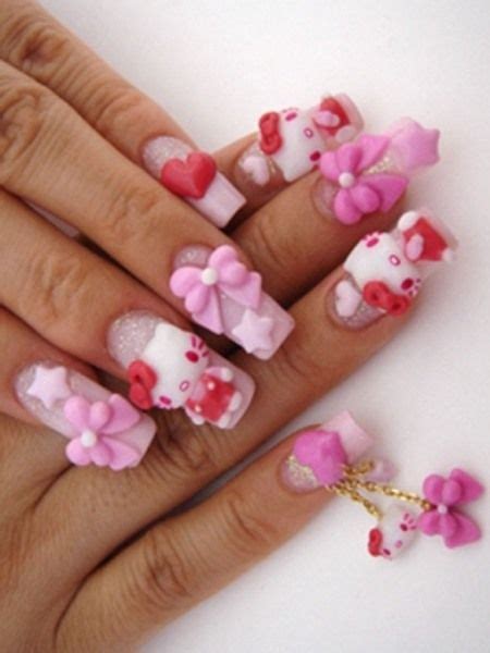 Uñas Decoradas Con Hello Kitty En 3d