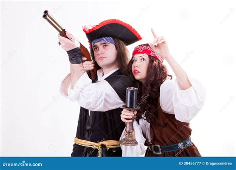 Two Pirates On White Background Stock Image Image Of People Pirates