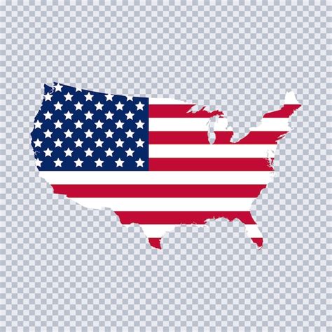 Mapa De Los Estados Unidos Con Bandera En Un Fondo Transparente Vector