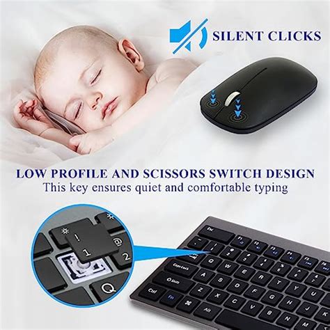 Wireless Keyboard and Mouse, 2.4GHz Cordless Quiet Slim Full Size Keyboard Mouse Combo with USB ...