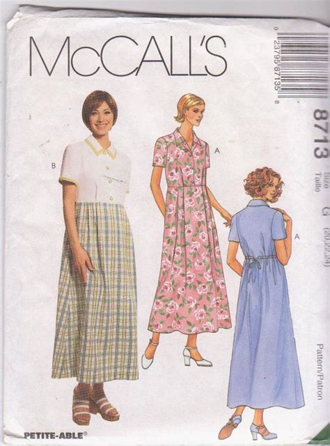 Loose Fitting Modest Dress Pattern With Button Front Bodice Misses Plus